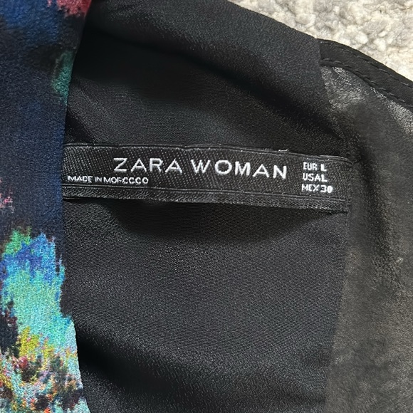 NWT ZARA BLACK MULTI-COLOURED FLORAL SPLATTER MULLET DRESS - Picture 4 of 6